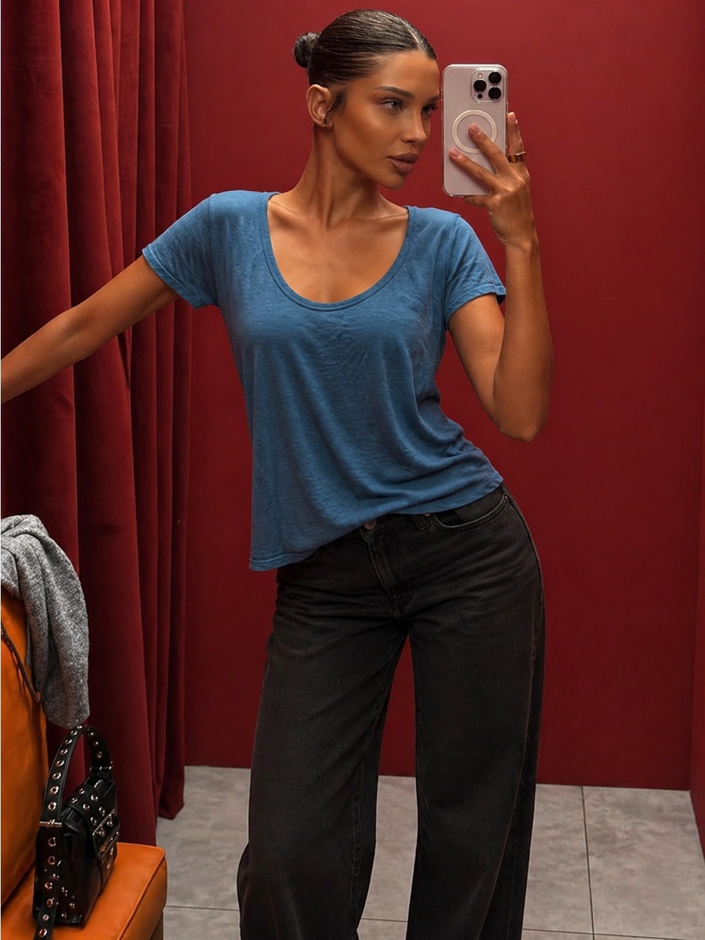Rag & Bone Blue Scoop Neck Tee – NWT